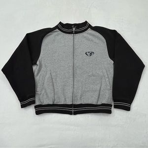 Vintage Thor MX Motocross Fast Girl Gray & Black Full Zip Sweatshirt Womens M